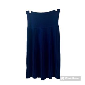 Womens Blue Elastic Waist Pleated Midi Stretchy Skirt Size M/L